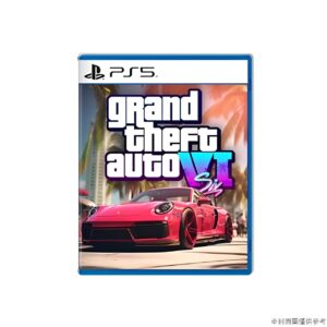 《俠盜獵車手6》(GTA 6)遊戲封面,展示罪惡城(Vice City)的霓虹夜景,主角露西婭與犯罪夥伴駕駛豪車奔馳,象徵自由與危險的開放世界冒險。